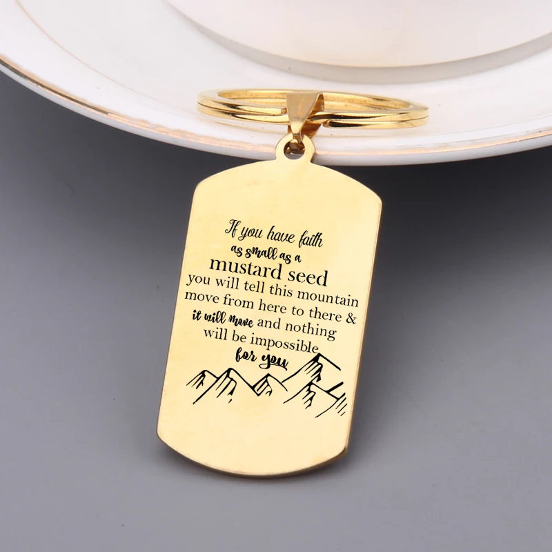 Выгравированный брелок если у вас есть вера как маленький горчичный семена Keychian
