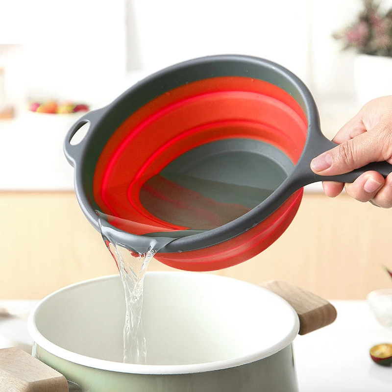 Горячая Распродажа складной силиконовый дуршлаг фрукты овощи стиральная