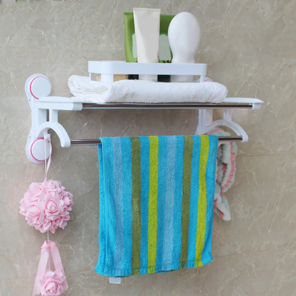 

Double Chrome Towel Rail Holder Wall Mounted Bathroom Rack Shelf Stainless Steel