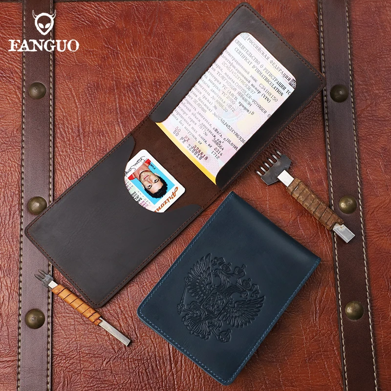 

New Style Auto Document Driver License Case Cover Printed Russian Federation Genuine Leather Driving License Holder Card Slots
