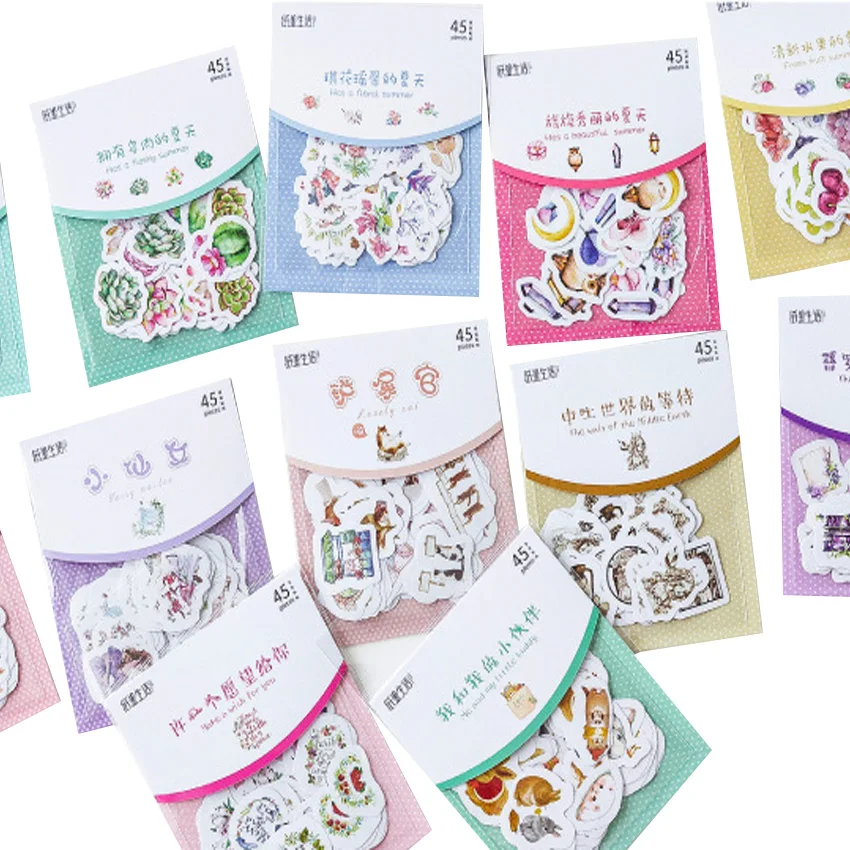 45pcs/pack Little Fairy Series Sticker Japanese Hand Account Decoration DIY Cute Decorative Stickers Gift Product Sealing Label | Дом и сад