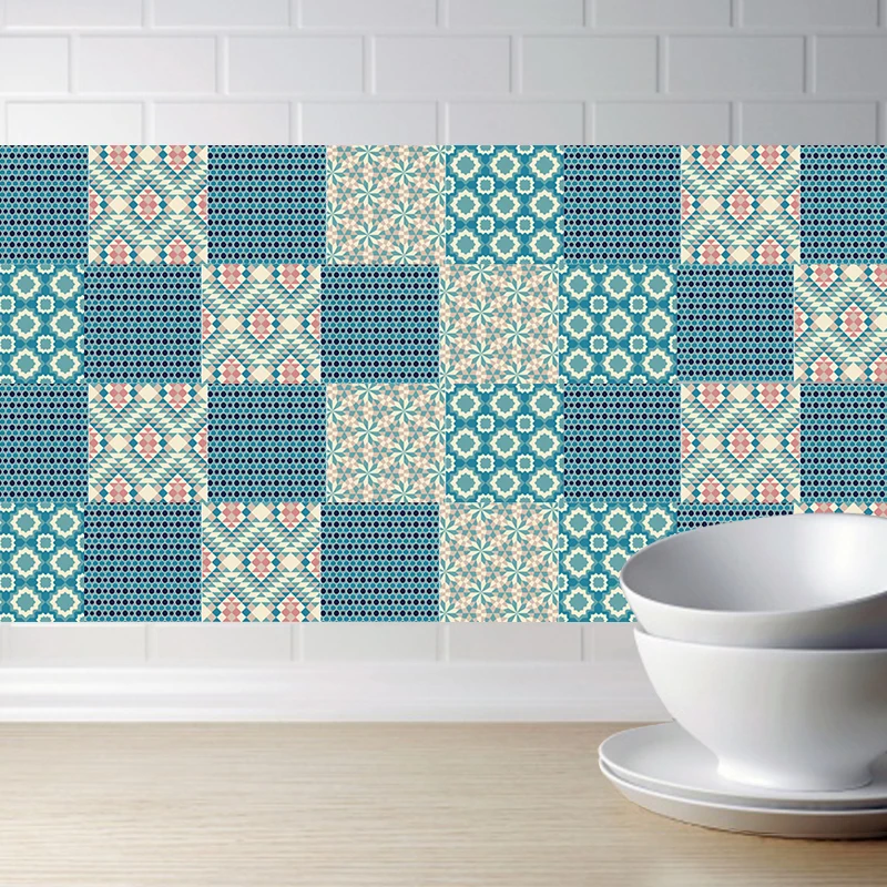 

Moroccan Style Tiles Sticker Waterproof Self Adhesive Wallpaper Furniture Bathroom DIY Arab Tile Sticker Waist Line
