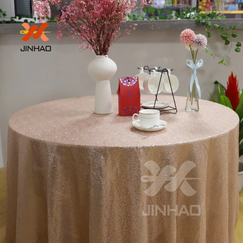 Круглая скатерть цвета шампанского с блестками блестящий чехол для свадебного