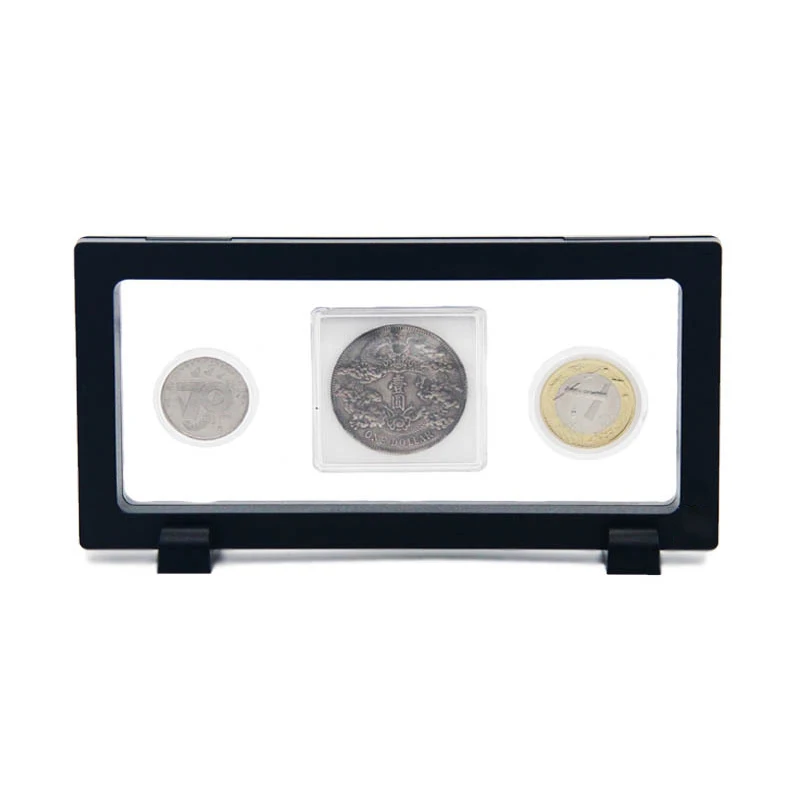 3D Floating Picture Frame Money Coin Display Box Rectangle Clear Film  Jewelry Storage Case Stand Holder Collection Container