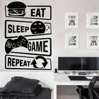 Eat Sleep Game, повтор, узор, наклейка на стену, винил, домашний декор, для мальчиков, для подростков, для спальни, геймеров, для игровой комнаты, настенные наклейки, фрески, 4617