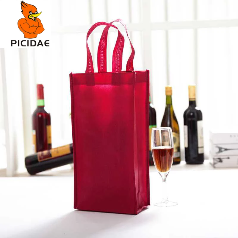 50 шт. ручная сумка из красного вина не тканая с одной двойной эко подарочной