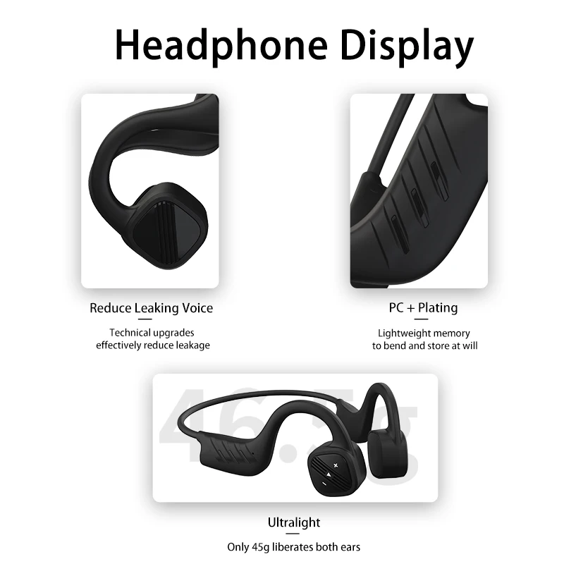 

AIKSWE Bone Conduction Swimming Headphone Bluetooth Wireless Earphone 8GB IPX8 Waterproof MP3 Music Player Diving Sport Headset