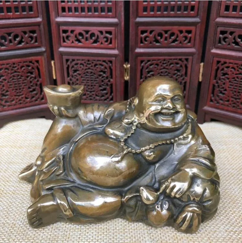 

China brass archaize big belly maitreya Buddha crafts statue