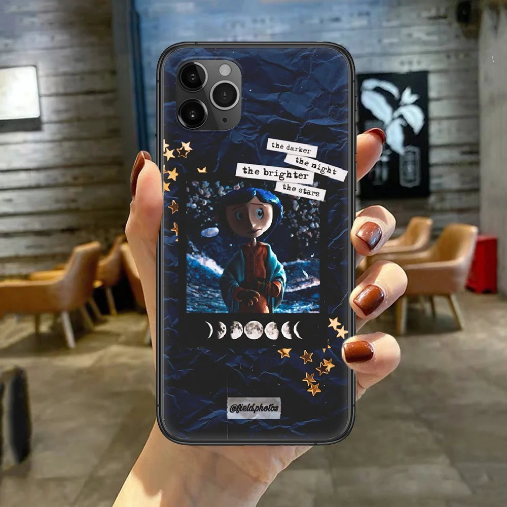 

Cartoon Coraline Phone Case Cover For Iphone 5 5S 6 6S PLUS 7 8 11 12 Mini X XR XS PRO SE 2020 MAX black Funda Pretty Cell