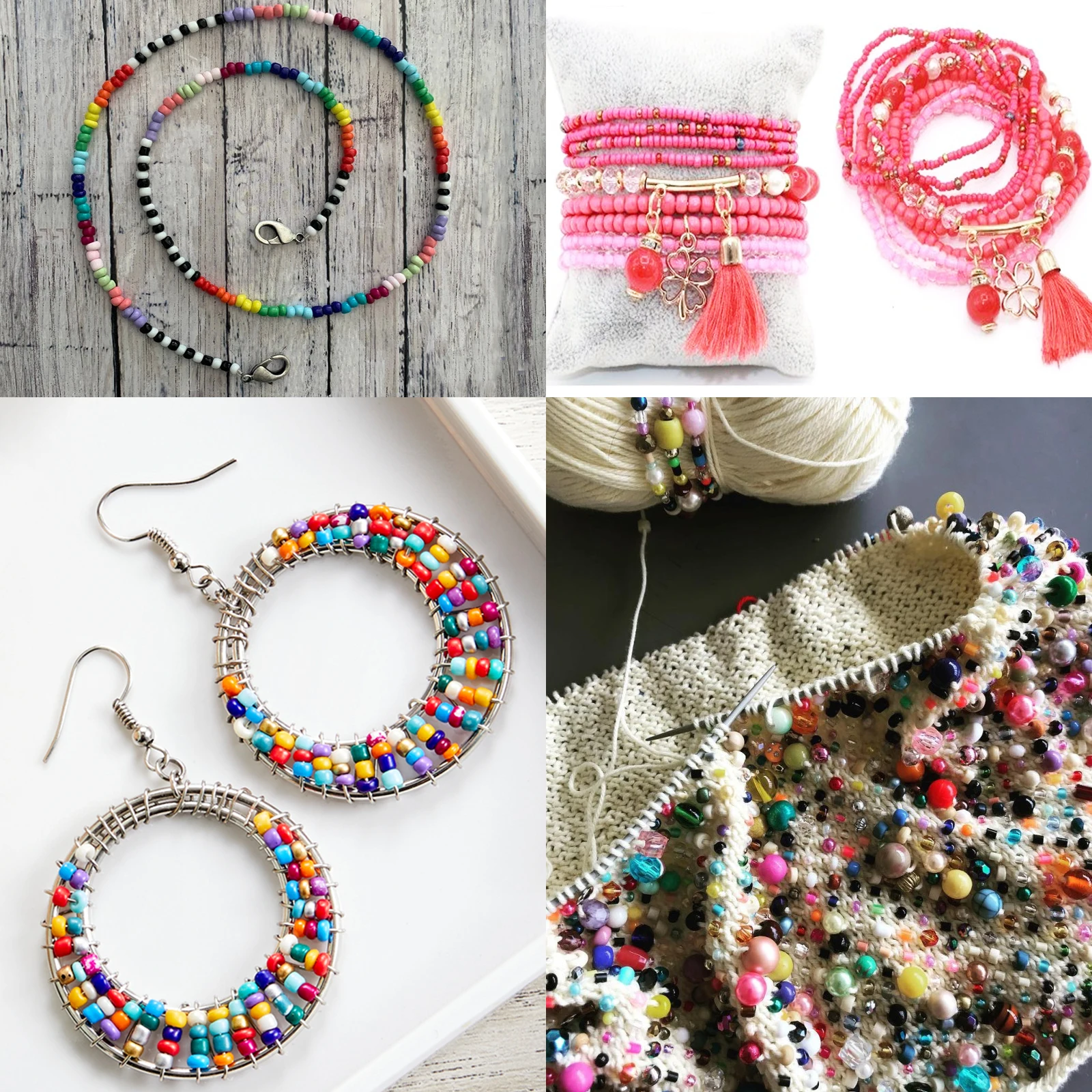 

Glass Seed Beads Started Kit, 3mm 8/0 Small Craft Beads with Elastic String, Perfect for DIY Bracelet Jewelry Making Supplies