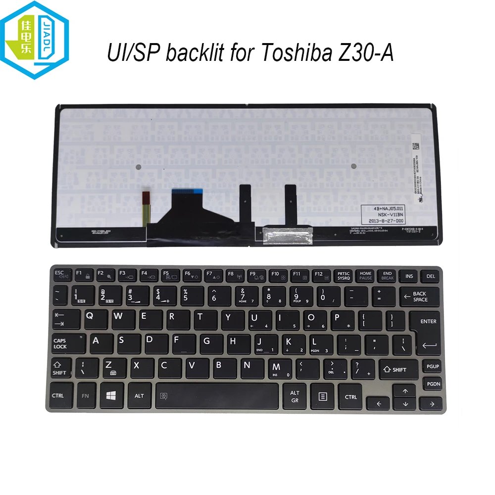 UI/SP English Spanish laptop backlight keyboard for Toshiba Portege Z30T-A Z30-A Z30-A1310 Z30T-A1301 replacement keyboards New