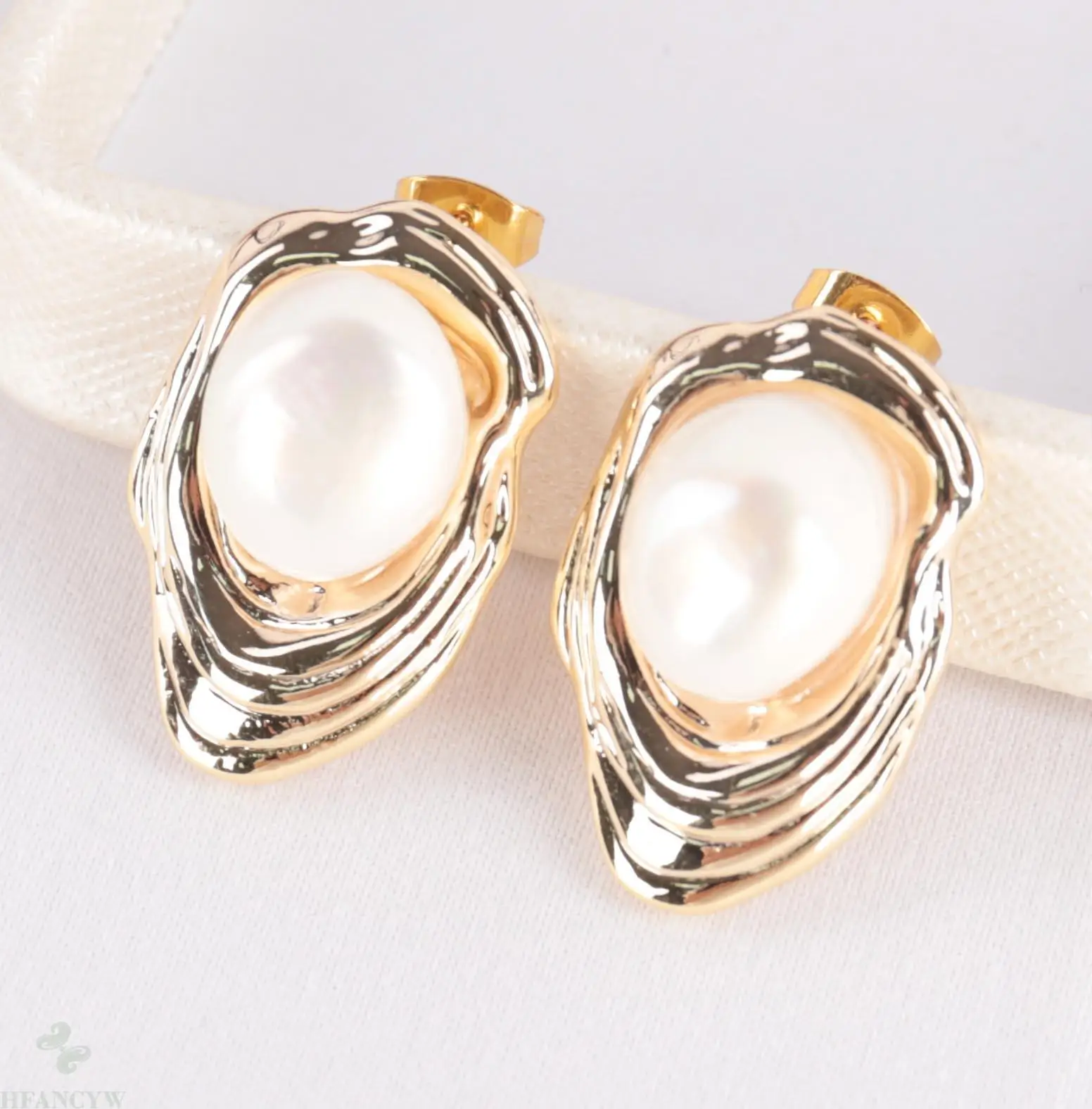 11-13MM Natural white baroque pearl Earring 18k Ear Drop Dangle Women Cultured Gift | Украшения и аксессуары
