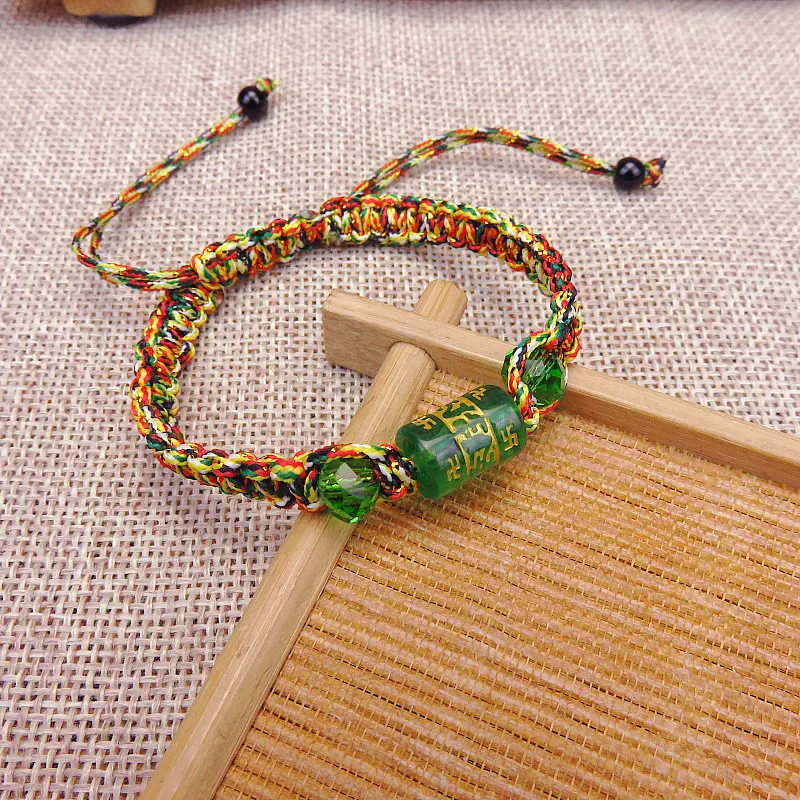 Минималистичный мужской браслет из шести слов на санскрите Будда бисера стекла