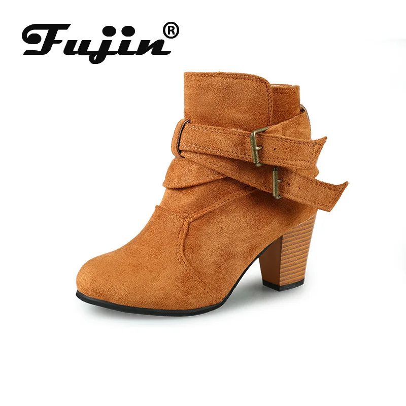 Fujin/женские ботильоны на массивном высоком каблуке Ботильоны Сезон осень зима 2020