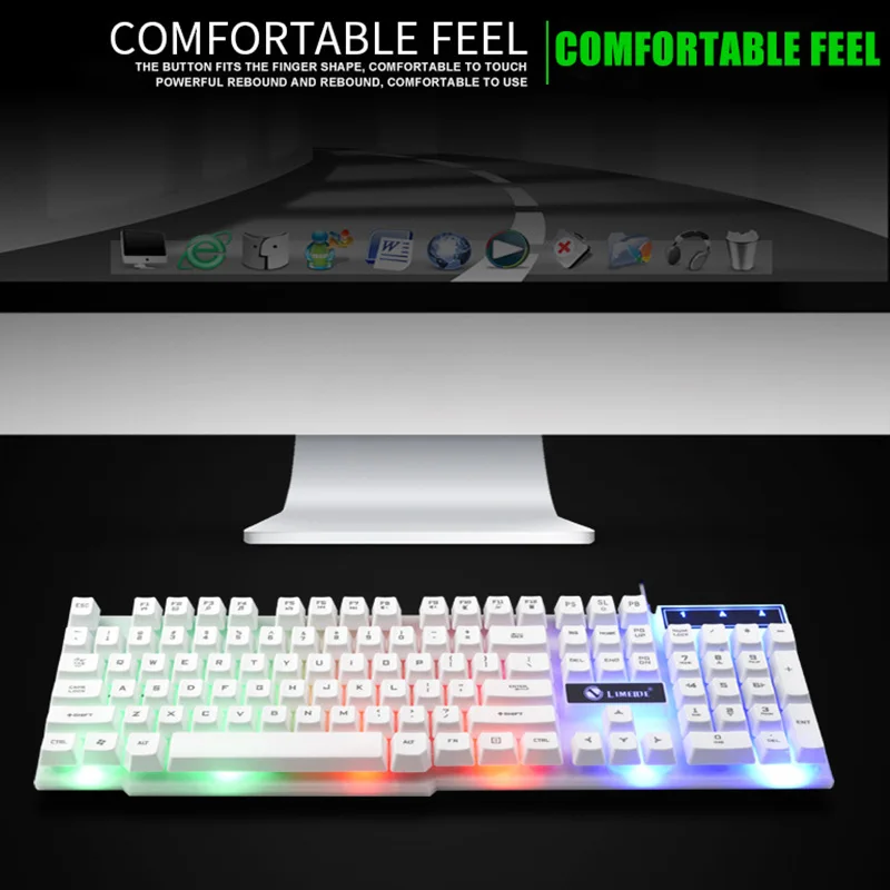 Проводная игровая клавиатура с подсветкой механическая радужной USB 104