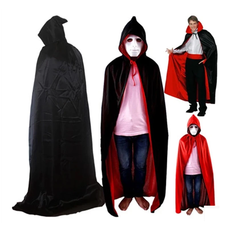 Взрослый двухсторонняя вампира красные черные карнавала Хэллоуин смерть плащи