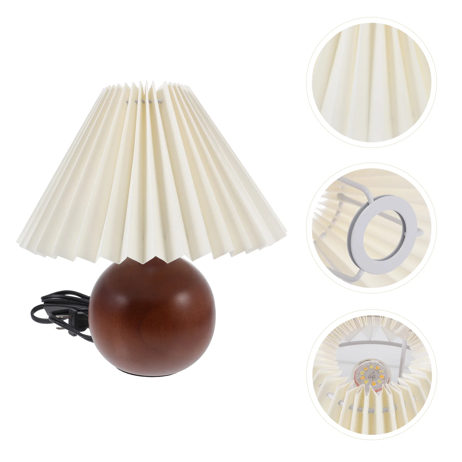 

1Set Retro Wooden Table Lamp Delicate Bedside Light Chic Night Light for Home