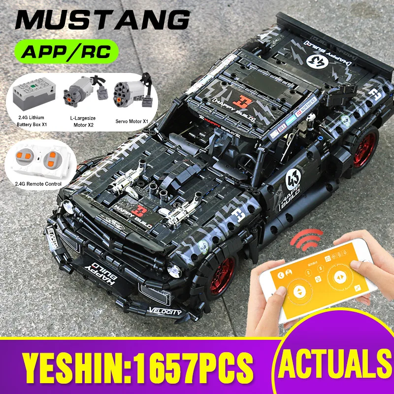 1:12 приложение технические игрушки совместим с MOC 22970 Mustang Hoonicorn двигатель модель