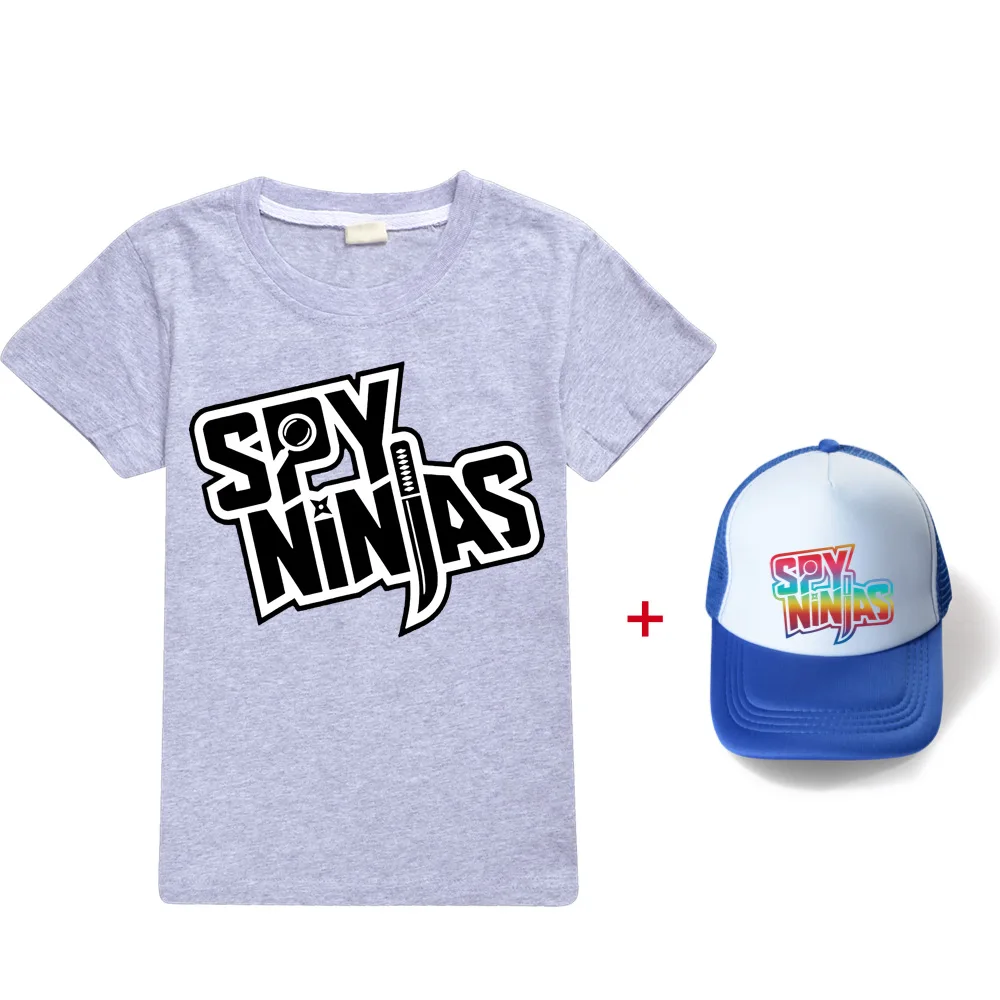 

SPY NINJA Cotton Boys Summer Tops + Hats Baby Graphic Tees Shirt for Girls Teen Clothing 8 To 12 14 Year Toddler Shirts Child T