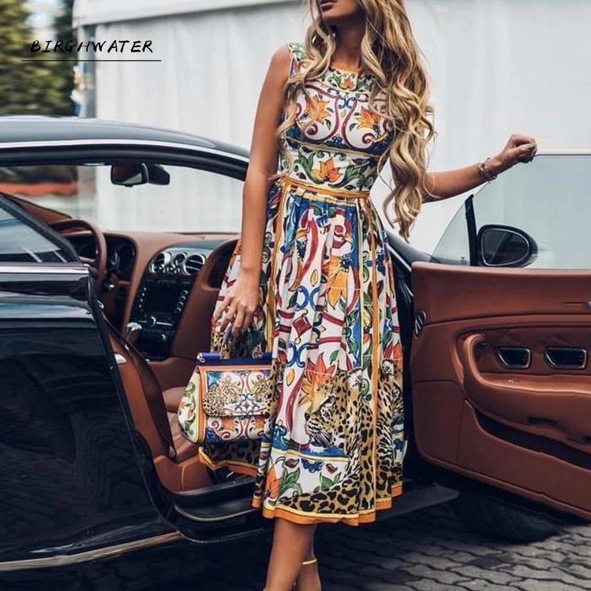 Модные богемные платья-миди с принтом для женщин летние пляжные платья без