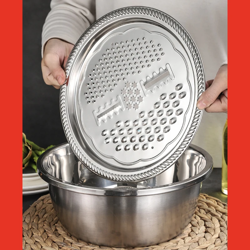 

Strainer Salad bowl Grater Vegetable Sieve Salad Silver Draining Cooking
