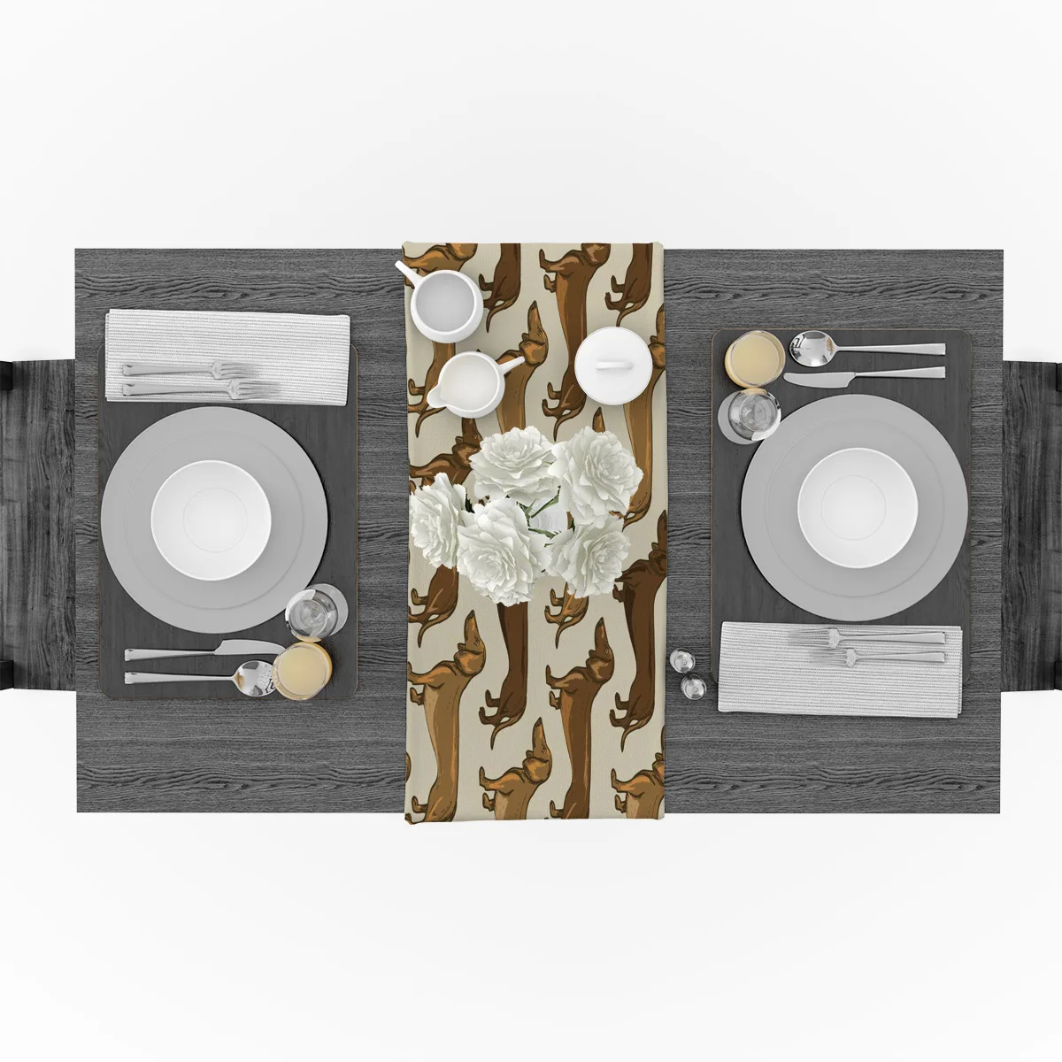 Long Table Runner Dachshund Dog Cute Pet Linen Burlap Cloth for Kitchen Wedding Holiday Parties Events Decoration | Дом и сад