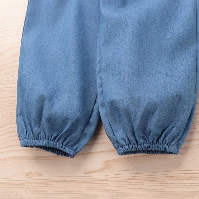 

Children Baby Girls Clothes Kids Leisure Set Long-Sleeved Solid Color Casual Blouse Ruffled Collar Tops Trousers Autumn Pants