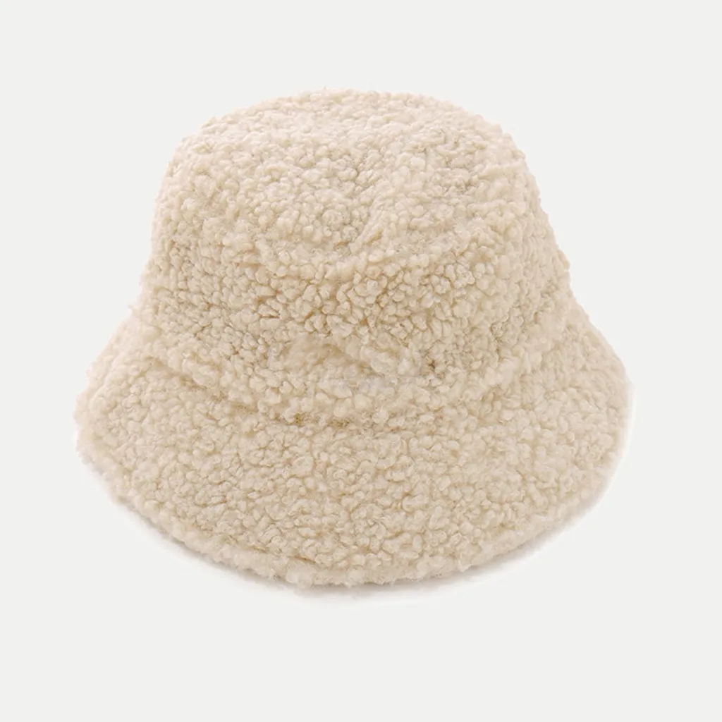 

Lamb Wool Knit Fisherman's Hat Adult Unisex Cap Fashion Outdoor Sun Travel Casual Pot Bucket Caps Girls Flat Top Hat