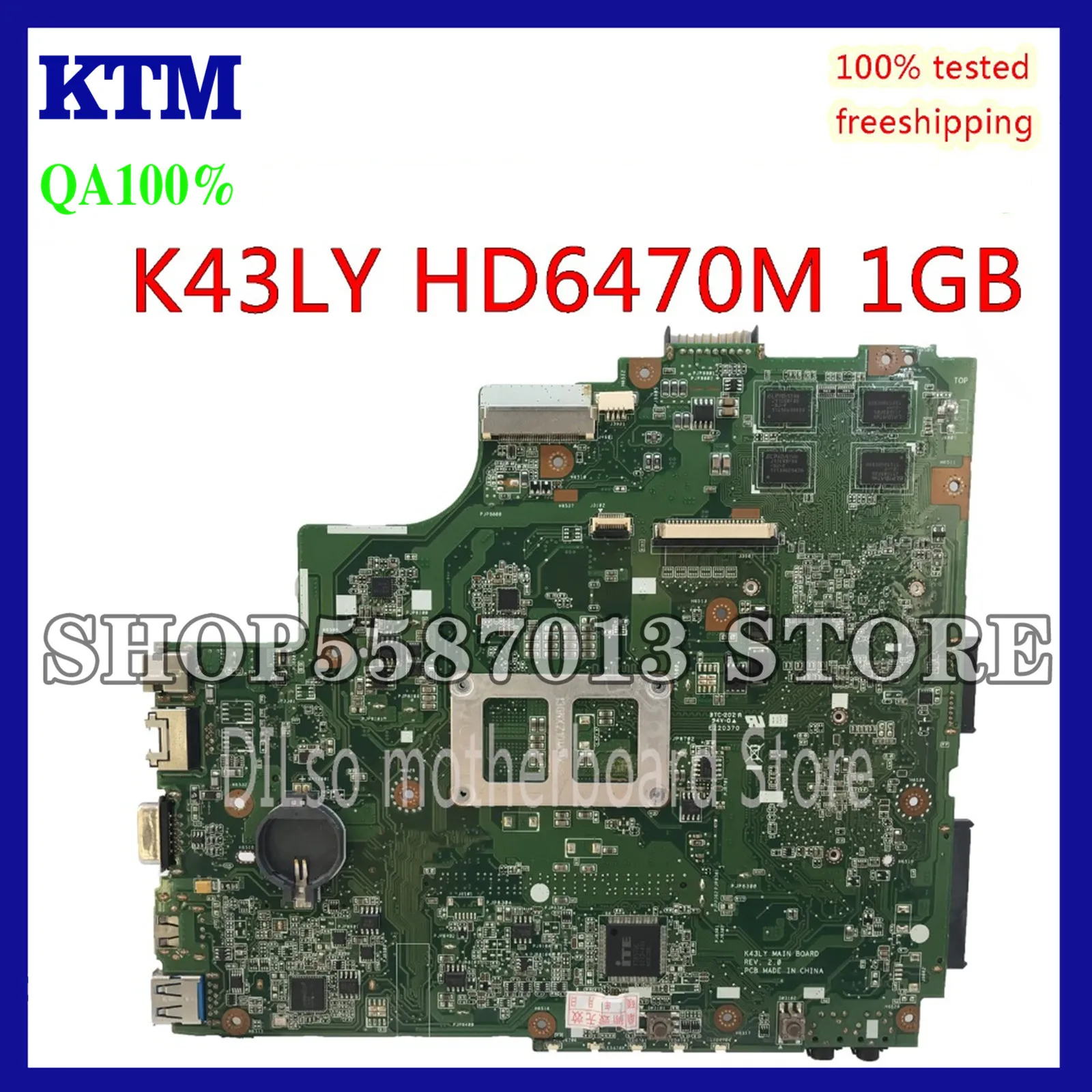 

KEFU K43LY HD6470M 1GB Mainboard For ASUS K43LY X84HR K84HR Laptop Moth Laptop Motherboard REV2.1/3.0 Original Work Motherboard