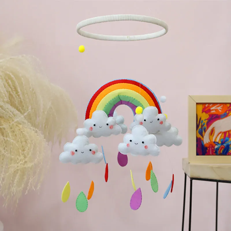 Милые облака Радуга иглы валяния Комплект Детская кровать колокольчик орнамент