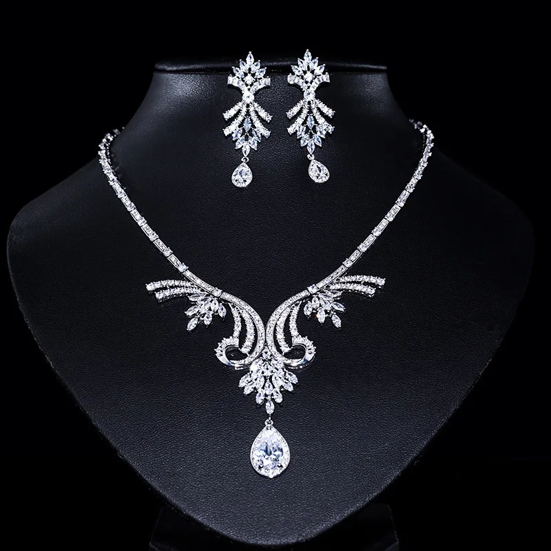 Винтажный цветочный Модный свадебный женский ювелирный набор для женщин серьги