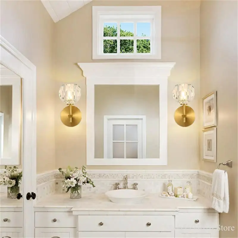 Современная светодиодная Хрустальная настенная лампа в стиле ретро K9 золотистый