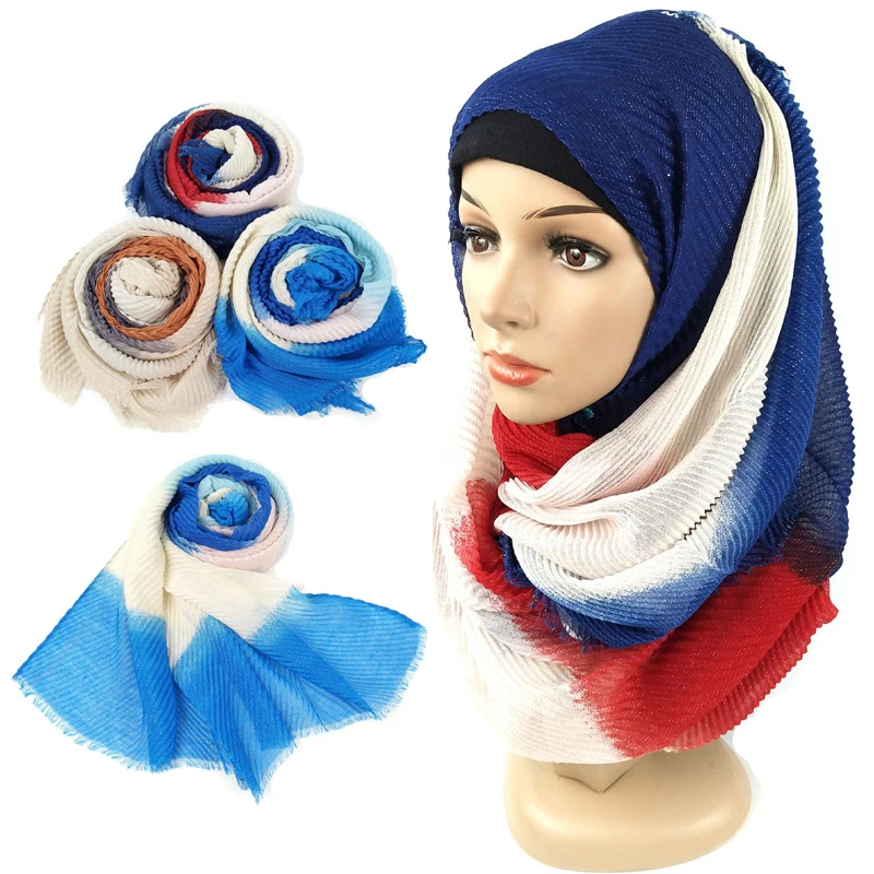 Модный хиджаб с градиентом шарф хлопковый мусульманский тюрбан для женщин
