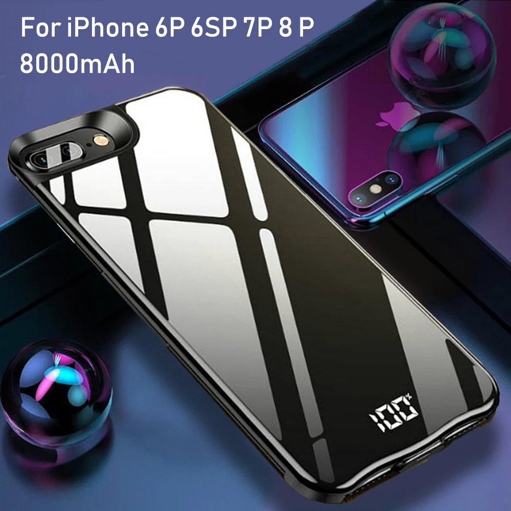 8000 black 6P 7P 8P Чехол для аккумулятора для iphone XS Max XR, внешний аккумулятор, чехол для iphone 6, 6s, 7, 8 Plus, 8000 мАч, чехол для зарядного устройства - Цвет: 8000 black 6P 7P 8P