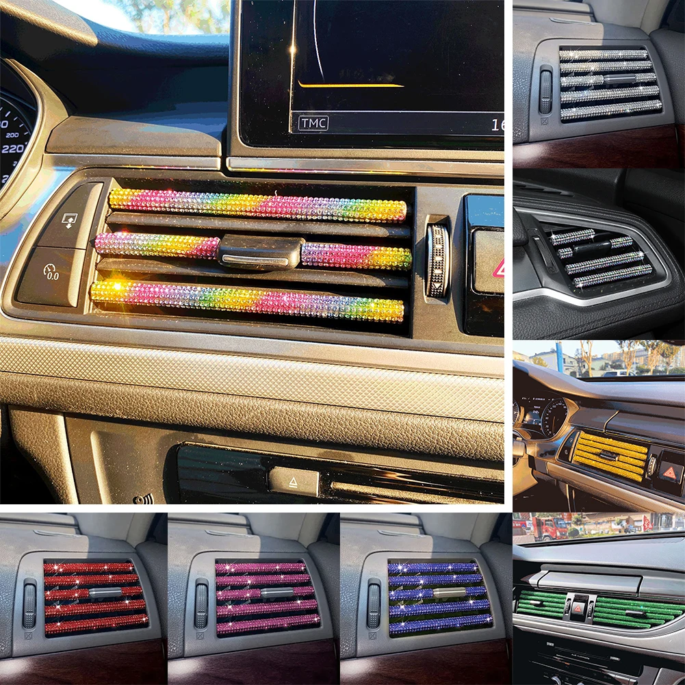 

5Pcs Car Air Conditioner Outlet Trim Decorative Car Bling Kit U Shape Moulding Trim Cover Air Vent Strip Car Styling Accessories