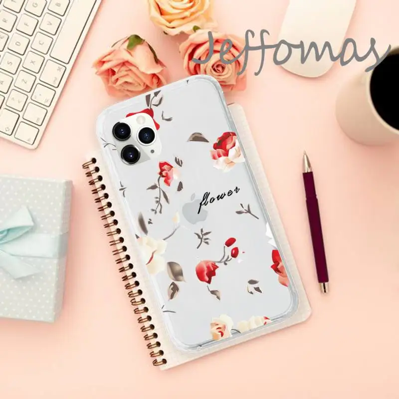 

Summer Beautiful Flowers Phone Case Transparent soft For iphone 5 5s 5c se 6 6s 7 8 11 12 plus mini x xs xr pro max