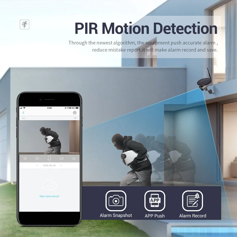 

QF360 1080P Cloud Storage WIFI Battery PIR Alarm IP Camera with Solar Panel Full Color