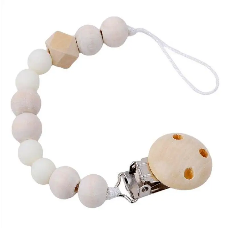 

Baby Pacifier Chain Wooden Pacifier Chains Toy Safe Teething Chain Baby Teether Eco-friendly Holder Chain Baby Accessories