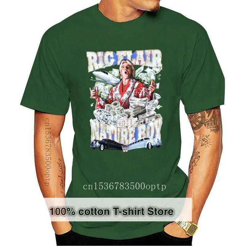 

New Ric Flair Mens T-Shirt - Ric Flair Nature Boy Piled in Money Limos Planes
