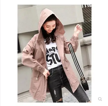 

Windshield Women's Mid-long Korean Spring and Autumn Clothes 2020 New Style Student's Jacket Small Children's Hat Coat