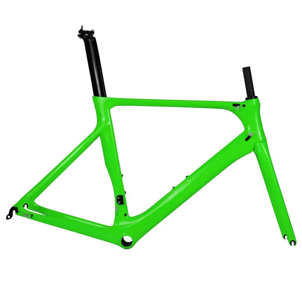 Green Glossy Spcycle T1000 руль полностью из углеродного волокна, шоссейный велосипед рама 700C шоссейные углеродного волокна шоссейный велосипед из углеродного комплект BB86 Размеры 50/53/56 см - Цвет: Green Glossy
