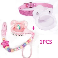 2pcs ddlg adult pacifier pink glitter with whiteunicorn pink parifiter clip abdl onesize bebe bap dummy cute daddys girl gift
