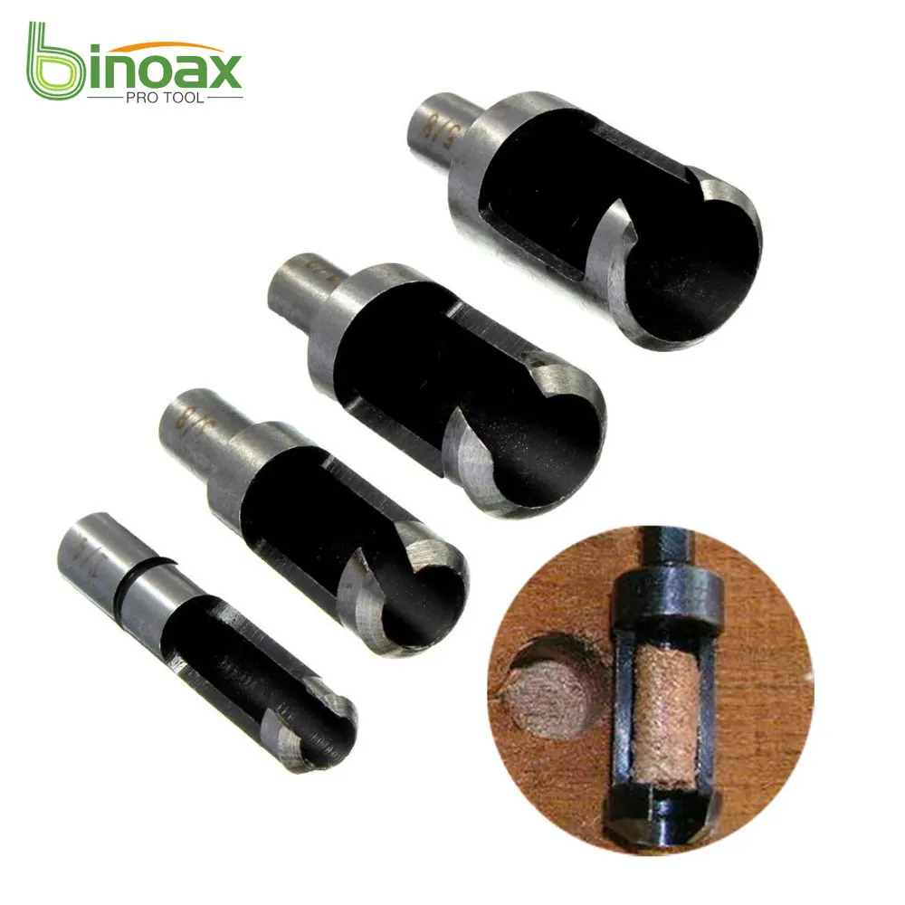 Binoax-cortador de enchufe de trabajo en madera de acero al carbono, herramienta de perforación eléctrica, juego de brocas, bricolaje, 6/10/13/16mm, 4 Uds.