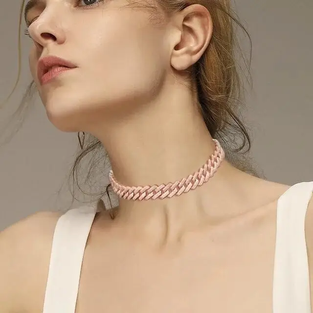 

Женский чокер из кубинской цепи, ожерелье розового цвета в стиле хип-хоп, кубинская цепь с розовым кубинским кубическим цирконием, ширина 15 ...