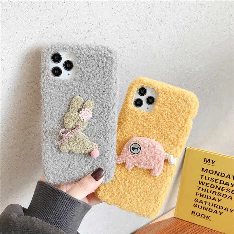 Милый мультяшный теплый плюшевый леопардовый чехол для телефона samsung s8 s9 s10 pro plus