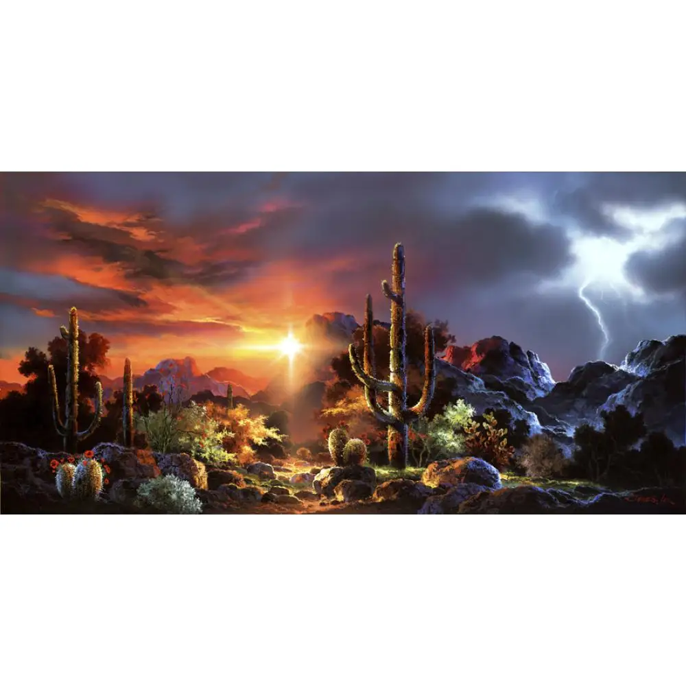 

Wall art Lanscapes paintings Desert Lightning hand-painted home decor