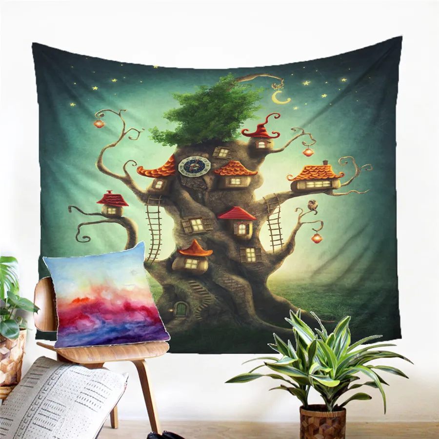 Сказочный лес гобелен настенный песчаный пляж коврик для пикника палатка