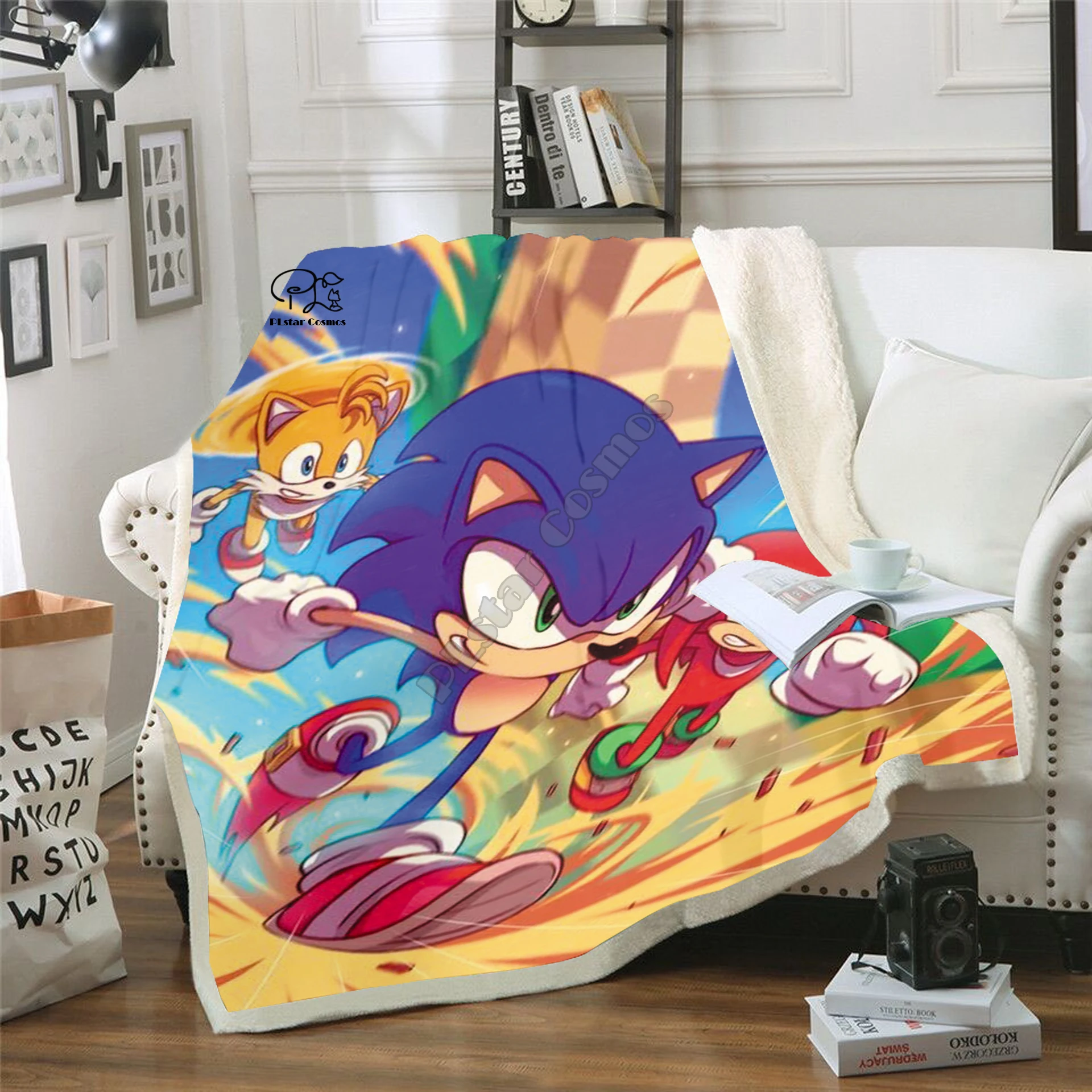 

Plstar Cosmos Cartoon Anime Super Sonic Blanket 3D print Sherpa Blanket on Bed Home Textiles Dreamlike style-1