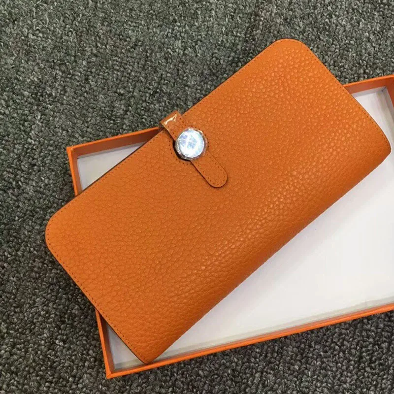 

Women's Wallet Long Genuine Leather Top Quality Luxury Designer Female Purse Bag Large Credit Card Passport Holder Belt Closure