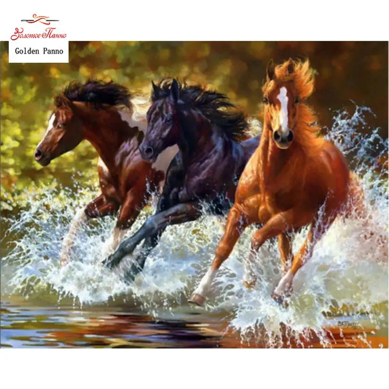 

quadrado completo 5d diy pintura diamante "cavalos" bordado ponto cruz strass pintura mosaico decorao